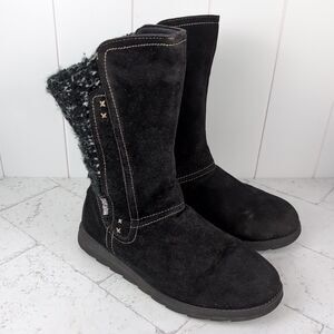 Muk Luks Black Stacy Mid Calf Boots Women's 9 Zipper Closure Water-Resistant